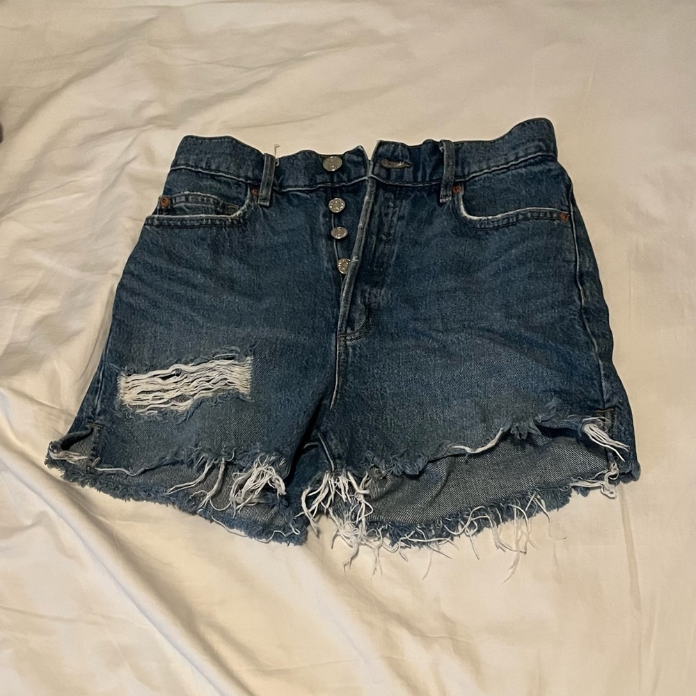 Garage Blue Distressed Jean Shorts